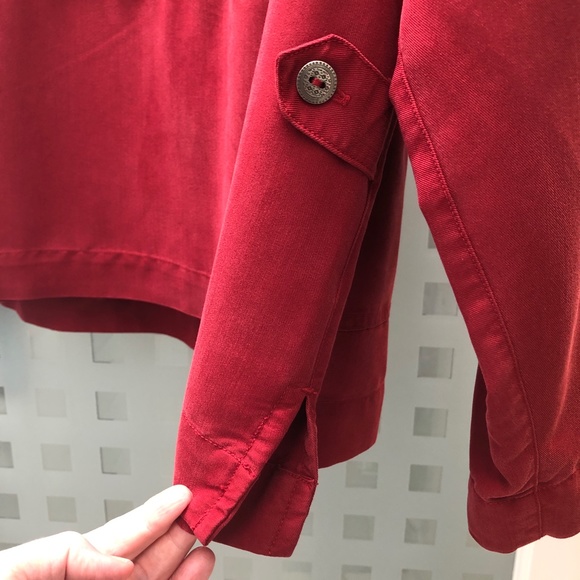 ๐HP๐ HSZ STUDIO WOMAN Tencel Maxi Skirt Set + Jacket 2 Pc Red Vintage 2X - Picture 9 of 13